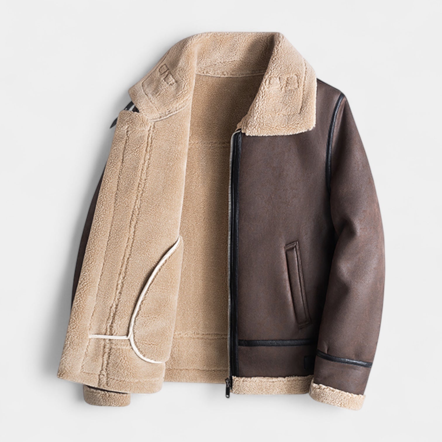 Noir | Men’s Leather Aviator Jacket-Noir-Noir