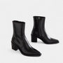 Noir | Women's Leather Ankleboots Side Zip-Noir-Noir