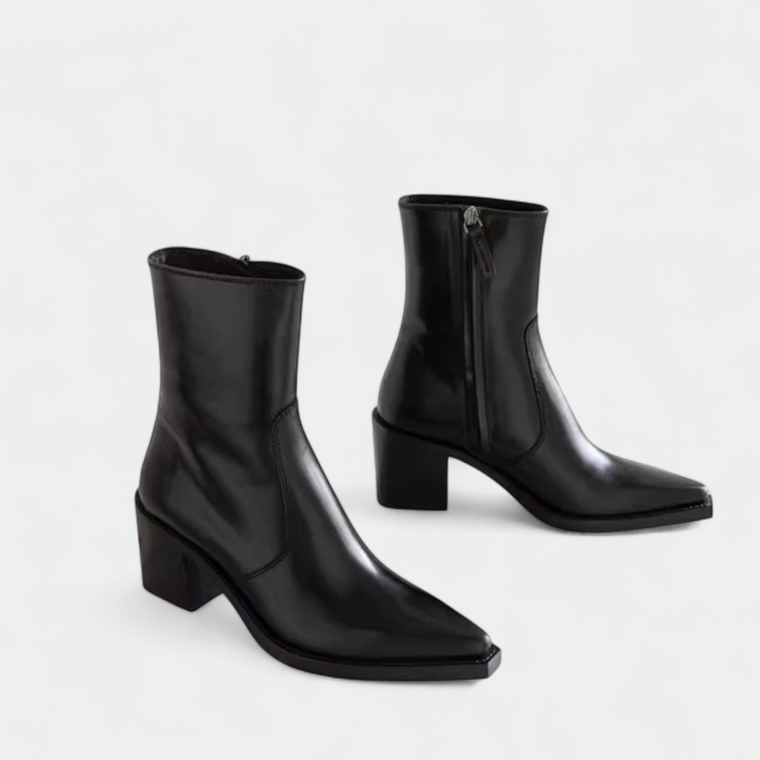 Noir | Women's Leather Ankleboots Side Zip-Noir-Noir