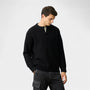 Noir | Men’s Merino Wool Henley Jumper-Noir-Noir