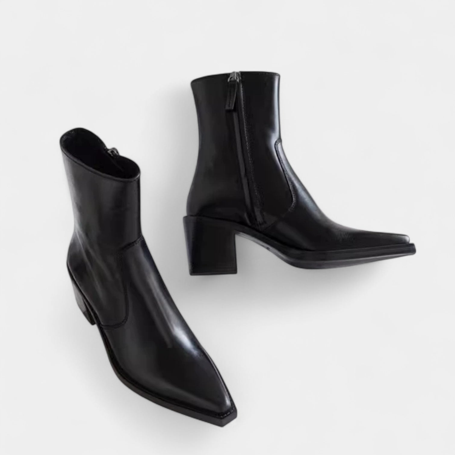Noir | Women's Leather Ankleboots Side Zip-Noir-Noir