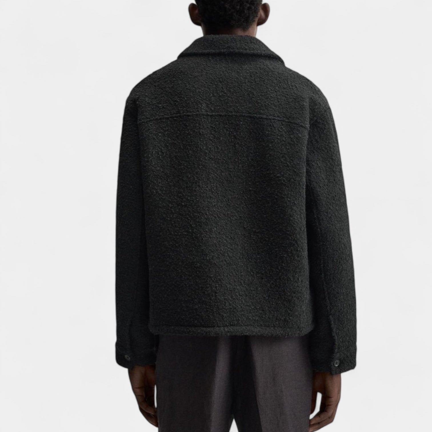 Noir | Men’s Textured Wool Overshirt-Noir-Noir