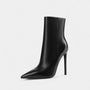 Noir | Pointed Toes Stiletto Ankle Boots-High Heel Boots-Noir-Noir
