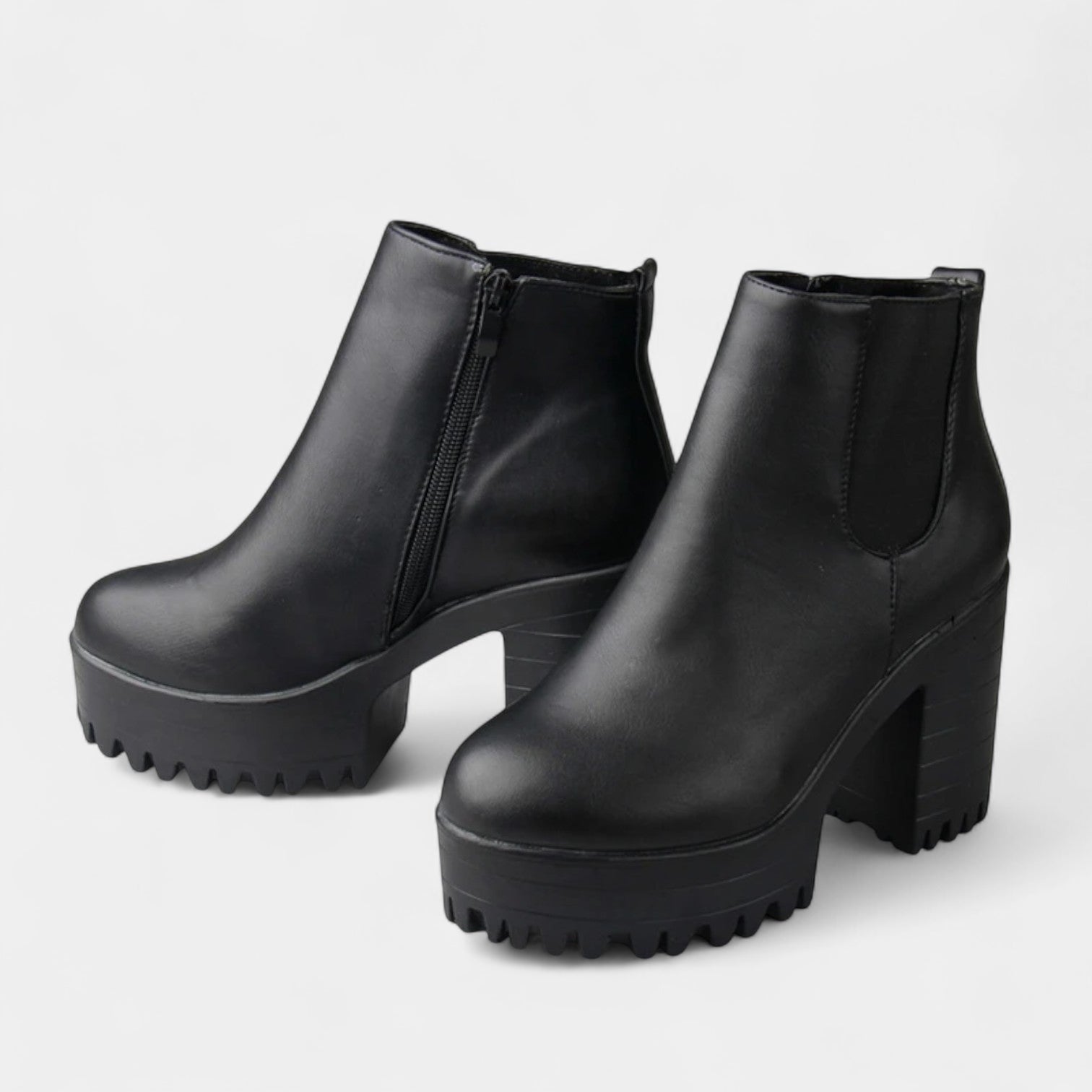 Noir | Women's Block Heel Ankle Boots-Boots-Noir-Black-35-Noir