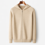 Noir | Men's Classic Cashmere Zip Cardigan - Hooded-Noir-Noir