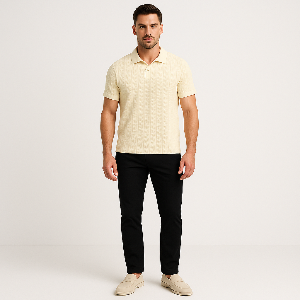 Noir | Men's Classic Polo - Old Money Jacquard T-shirt