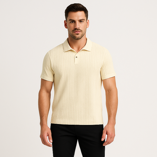 Noir | Men's Classic Polo - Old Money Jacquard T-shirt