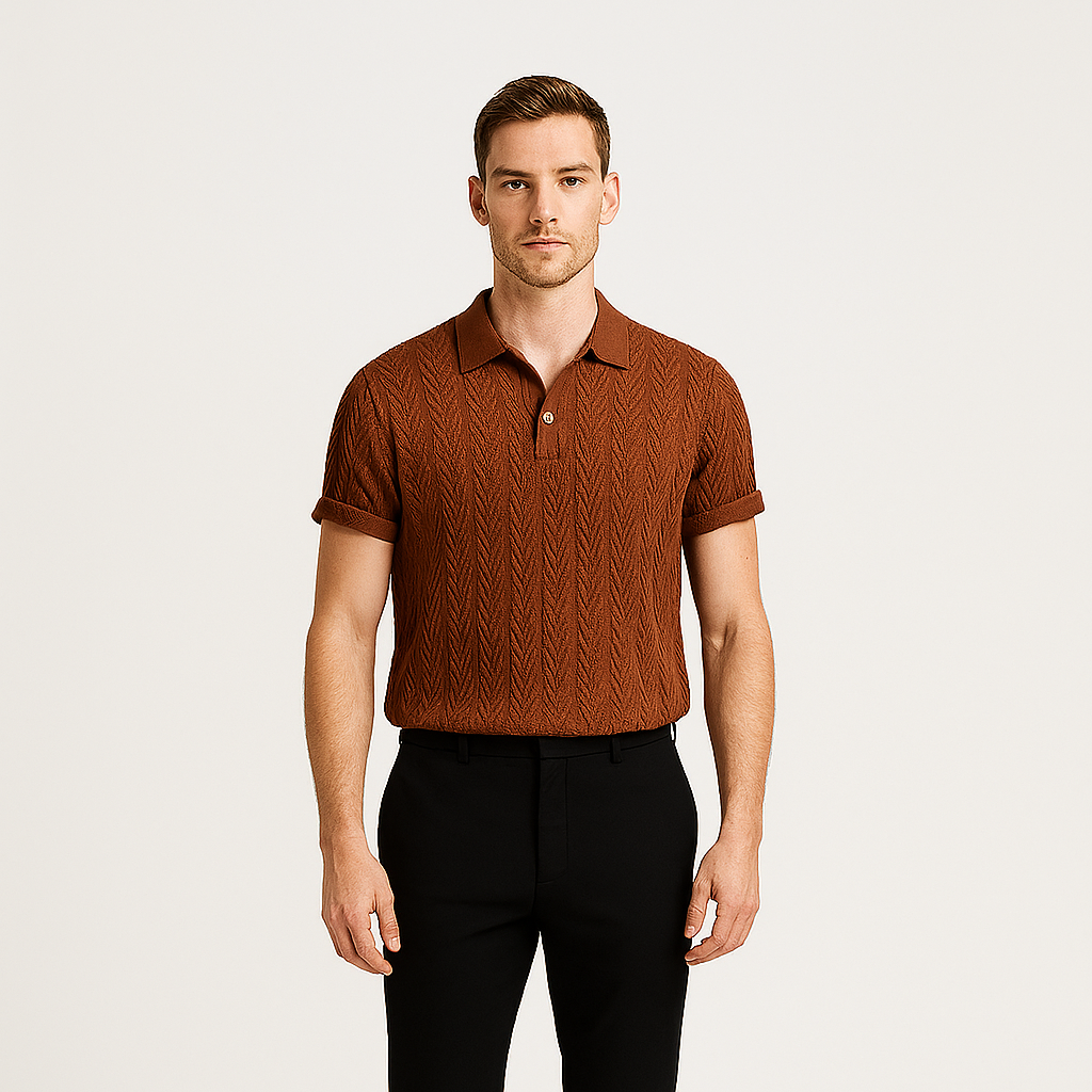 Noir | Men's Classic Polo - Old Money Jacquard T-shirt