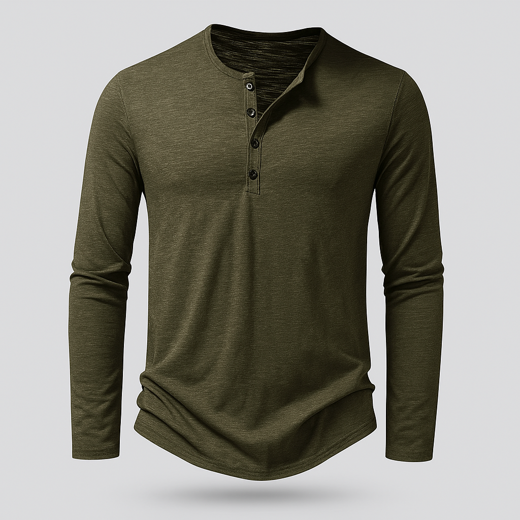 Noir | Long Sleeve Henley T-Shirt