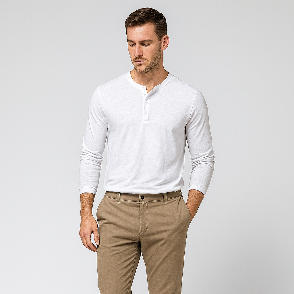 Noir | Long Sleeve Henley T-Shirt