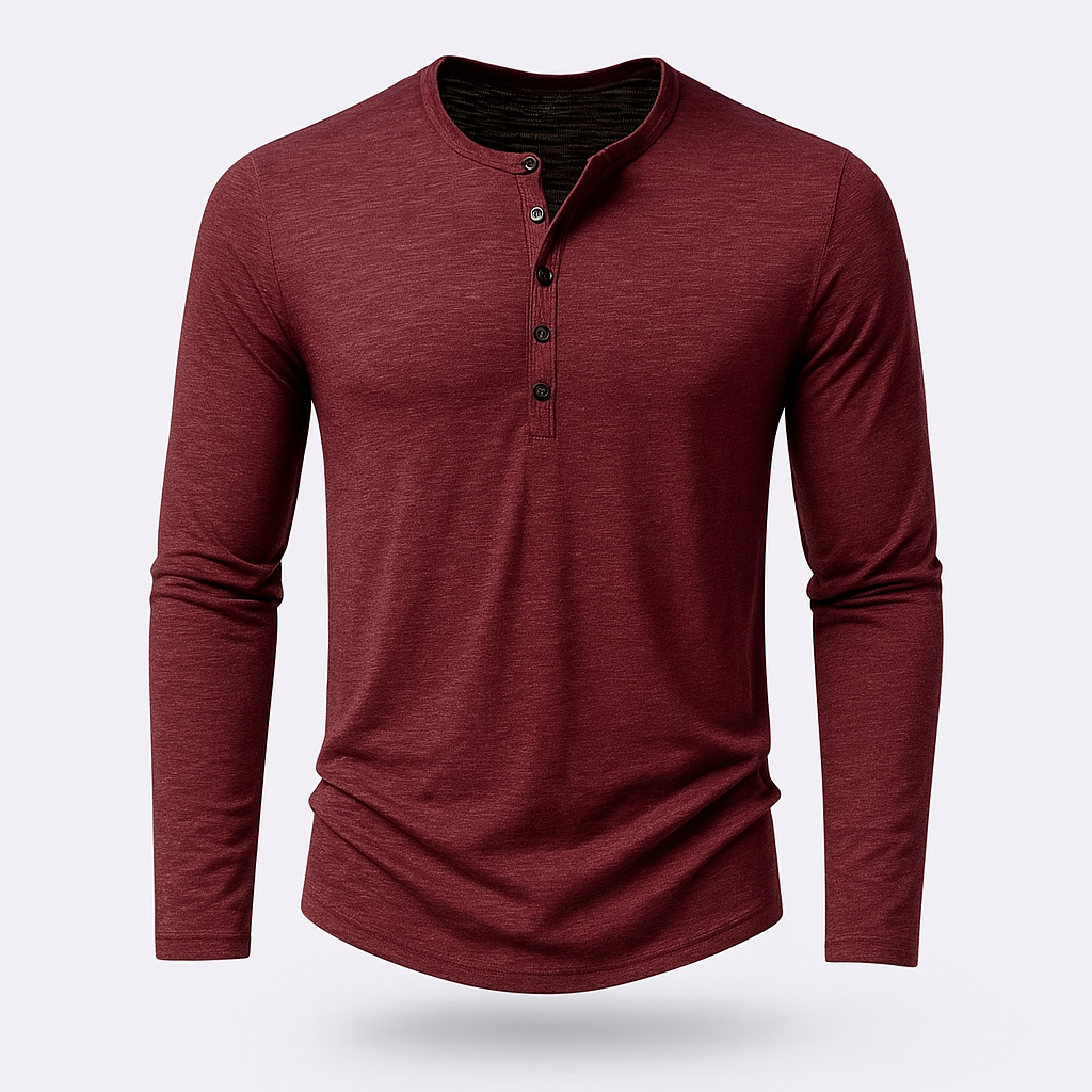 Noir | Long Sleeve Henley T-Shirt