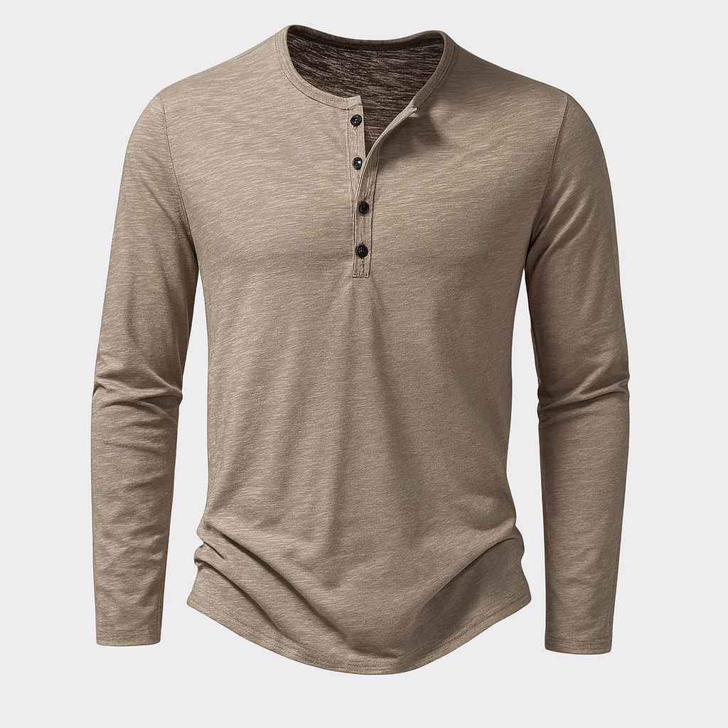 Noir | Long Sleeve Henley T-Shirt