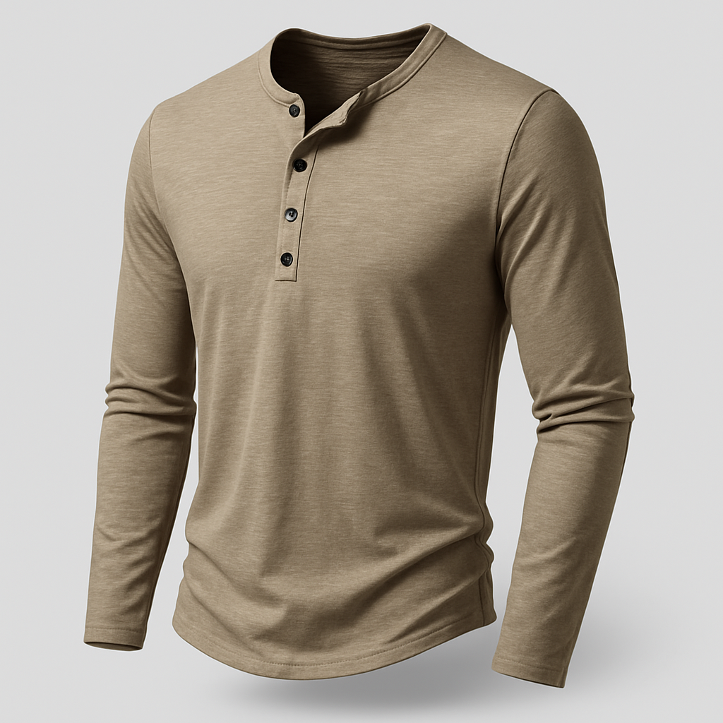 Noir | Long Sleeve Henley T-Shirt
