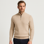 Noir | Men's Essential Woolen Quarter-Zip Jumper-Noir-Khaki-S-Noir