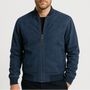 Noir | Men’s Faux Suede Bomber Jacket-Noir-Navy Blue-S-Noir