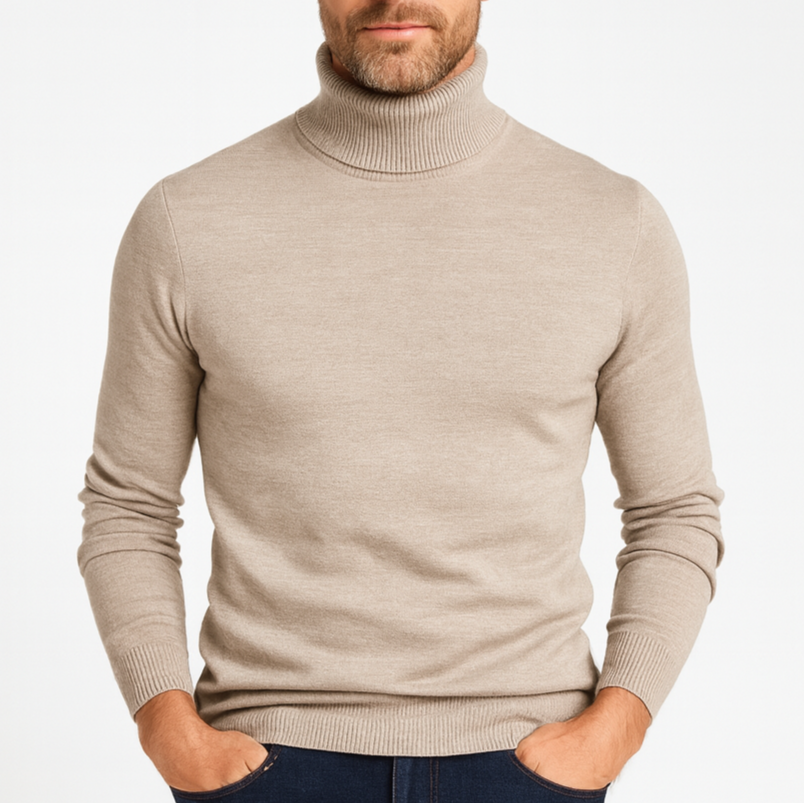 Noir | Men's Ribbed Turtleneck Jumper-Noir-Beige-S-Noir
