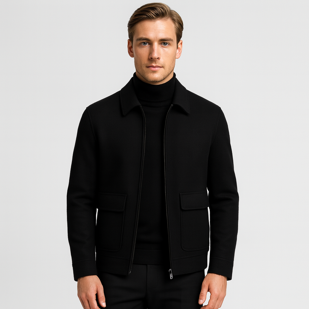 Noir | Men's Pure Cashmere Zip Jacket-Noir-Black-XS-Noir