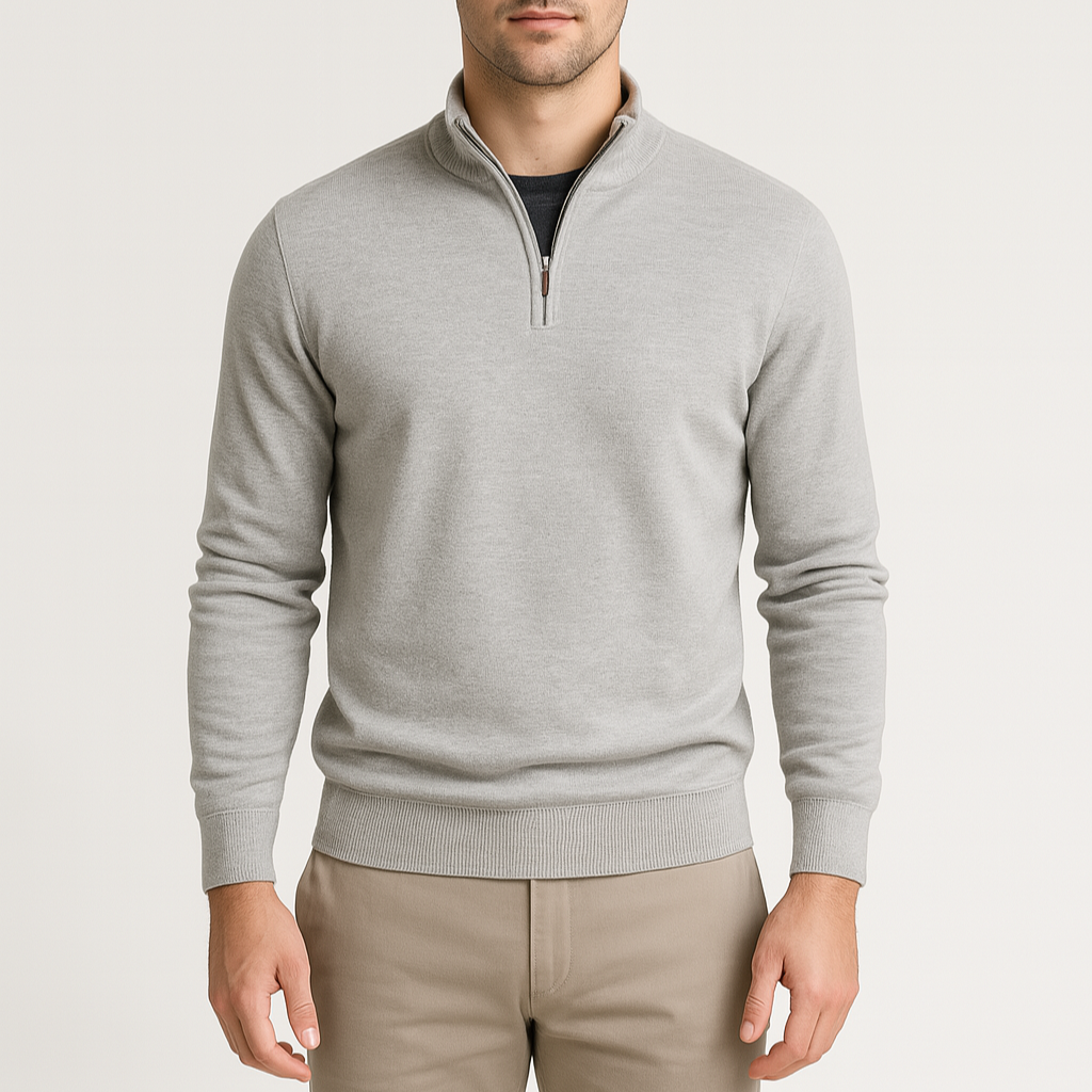 Noir | Men’s Quarter Zip Jumper - Ribbed Collar