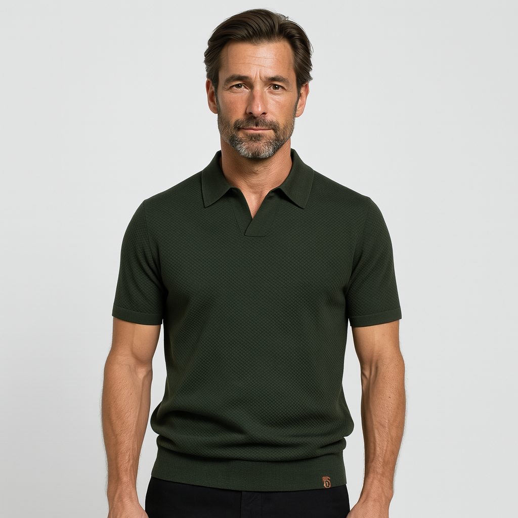 Noir | Men's Knitted Slim Piqué Polo Shirt