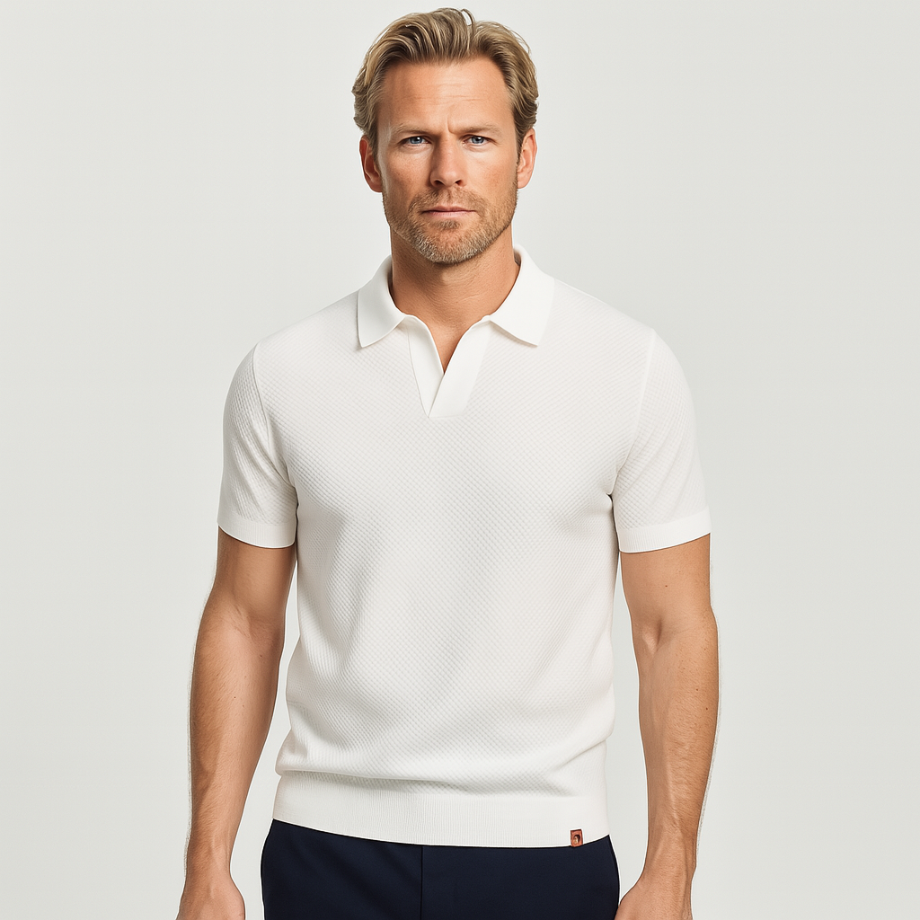 Noir | Men's Knitted Slim Piqué Polo Shirt
