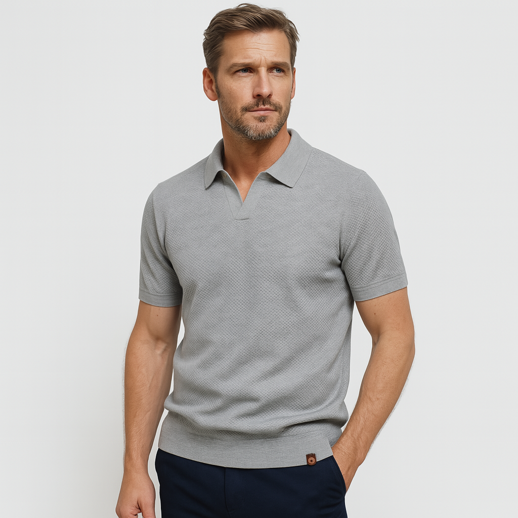 Noir | Men's Knitted Slim Piqué Polo Shirt