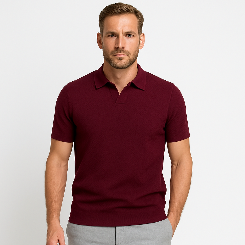 Noir | Men's Knitted Slim Piqué Polo Shirt