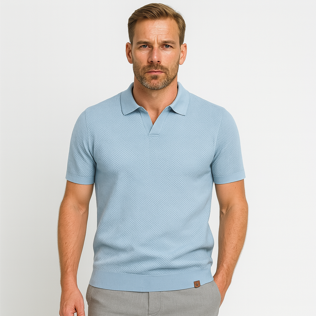 Noir | Men's Knitted Slim Piqué Polo Shirt