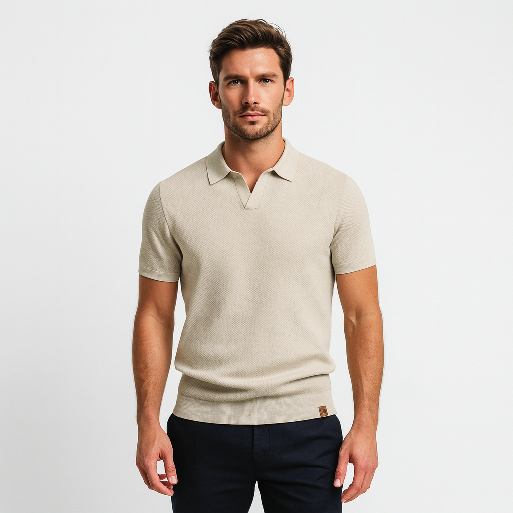 Noir | Men's Knitted Slim Piqué Polo Shirt