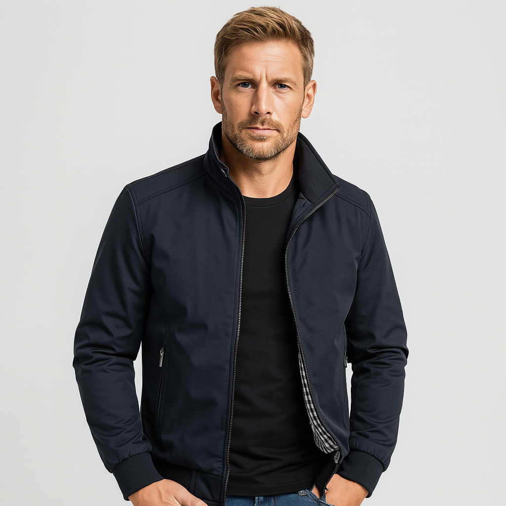 Noir | Men's Harrington Jacket - Water Repellent & Windproof Bomber