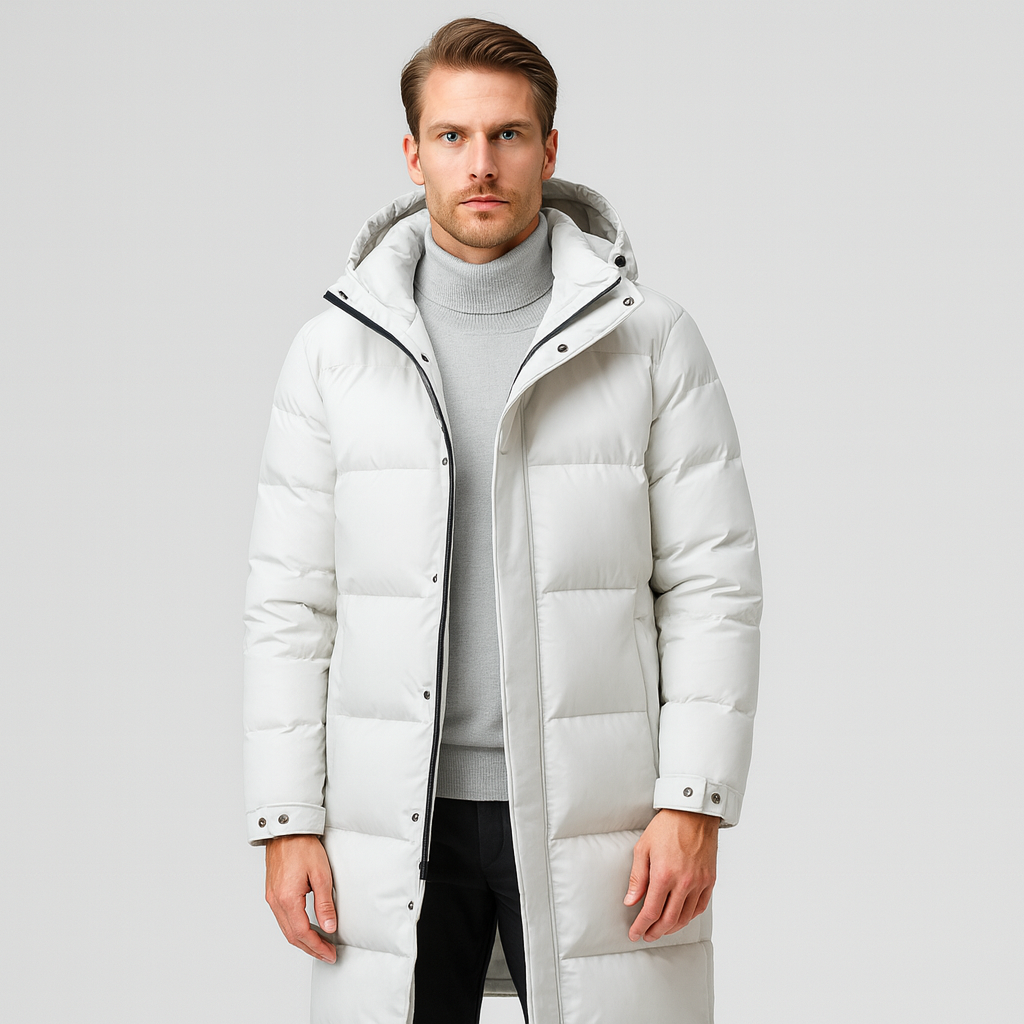 Noir | Men’s Down Puffer Parka-Noir-White-XS-Noir