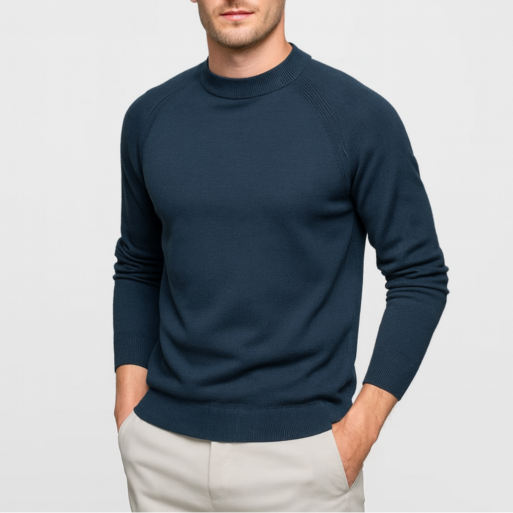 Noir | Men's Merino Mock Neck Jumper-Noir-Navy Blue-S-Noir