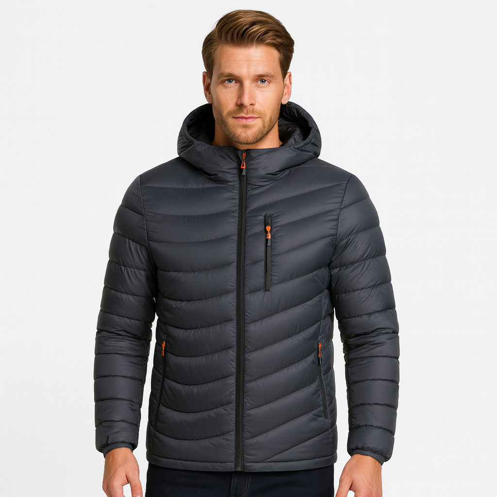 Noir | Men’s Water-Repellent Puffer Jacket - Windbreaker-Noir-Dark Grey-S-Noir