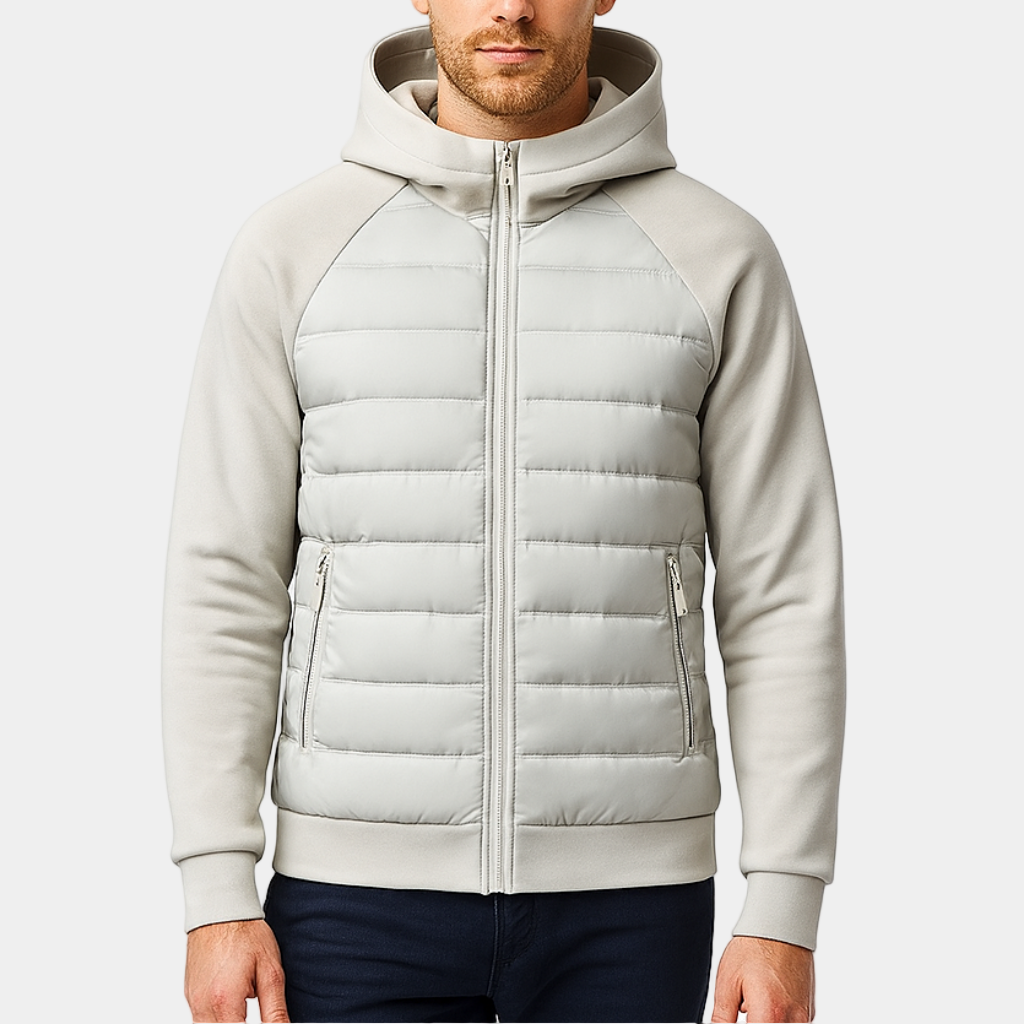 Noir | Men's Softshell Puffer Jacket - Hooded-Noir-Grey-XS-Noir