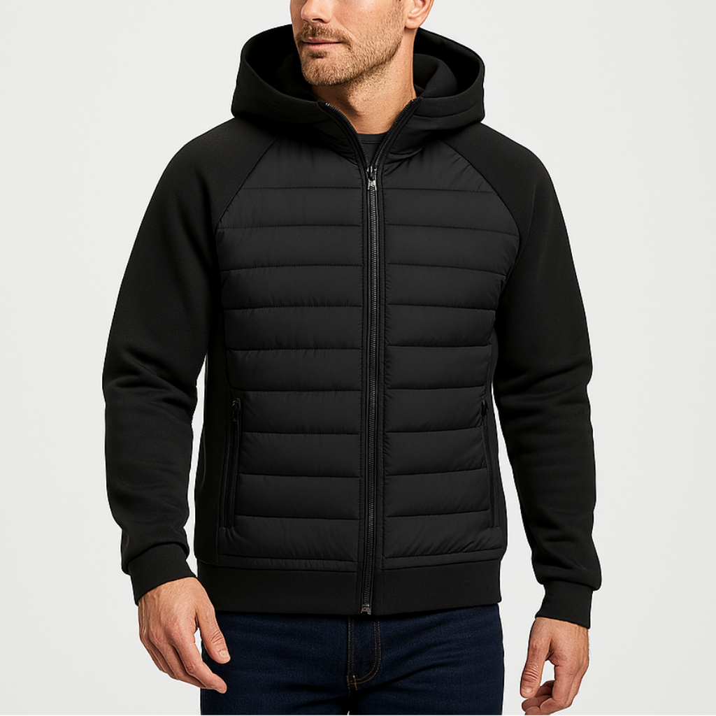 Noir | Men's Softshell Puffer Jacket - Hooded-Noir-Black-XS-Noir