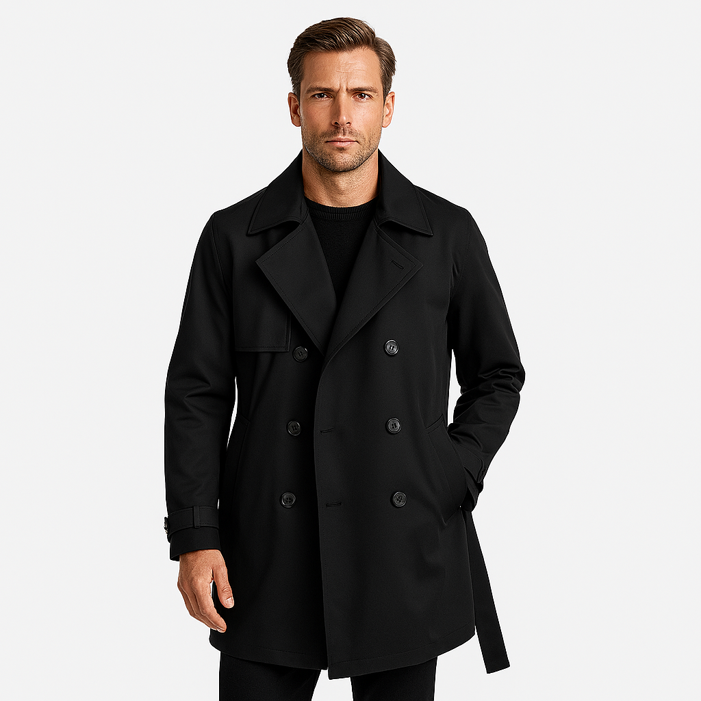 Noir | Men’s Waterproof Trench Coat Double-Breasted