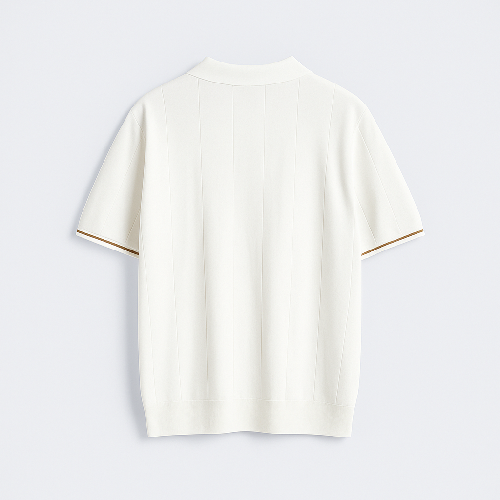 Noir | Men's Cotton Polo - Piqué T-shirt with Quarter Zip
