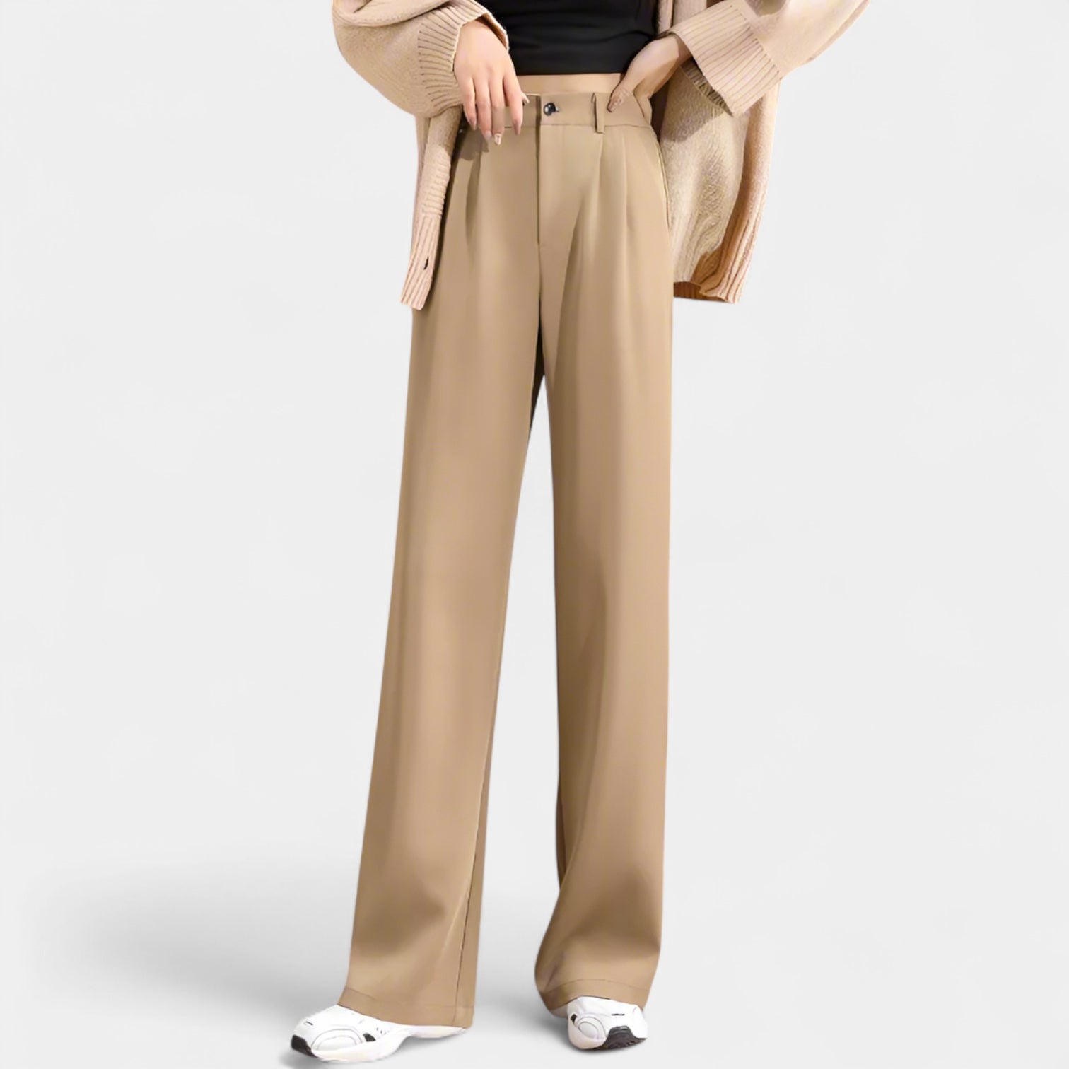 Noir | Women’s High-Waisted Wide-Leg Trousers-Pants & Trousers-Noir-Noir