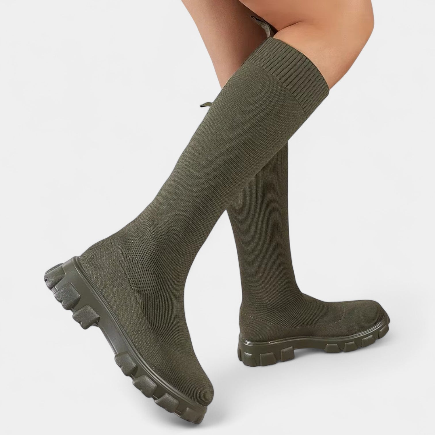 Noir | Stretch Knee High Boots-Boots-Noir-Noir