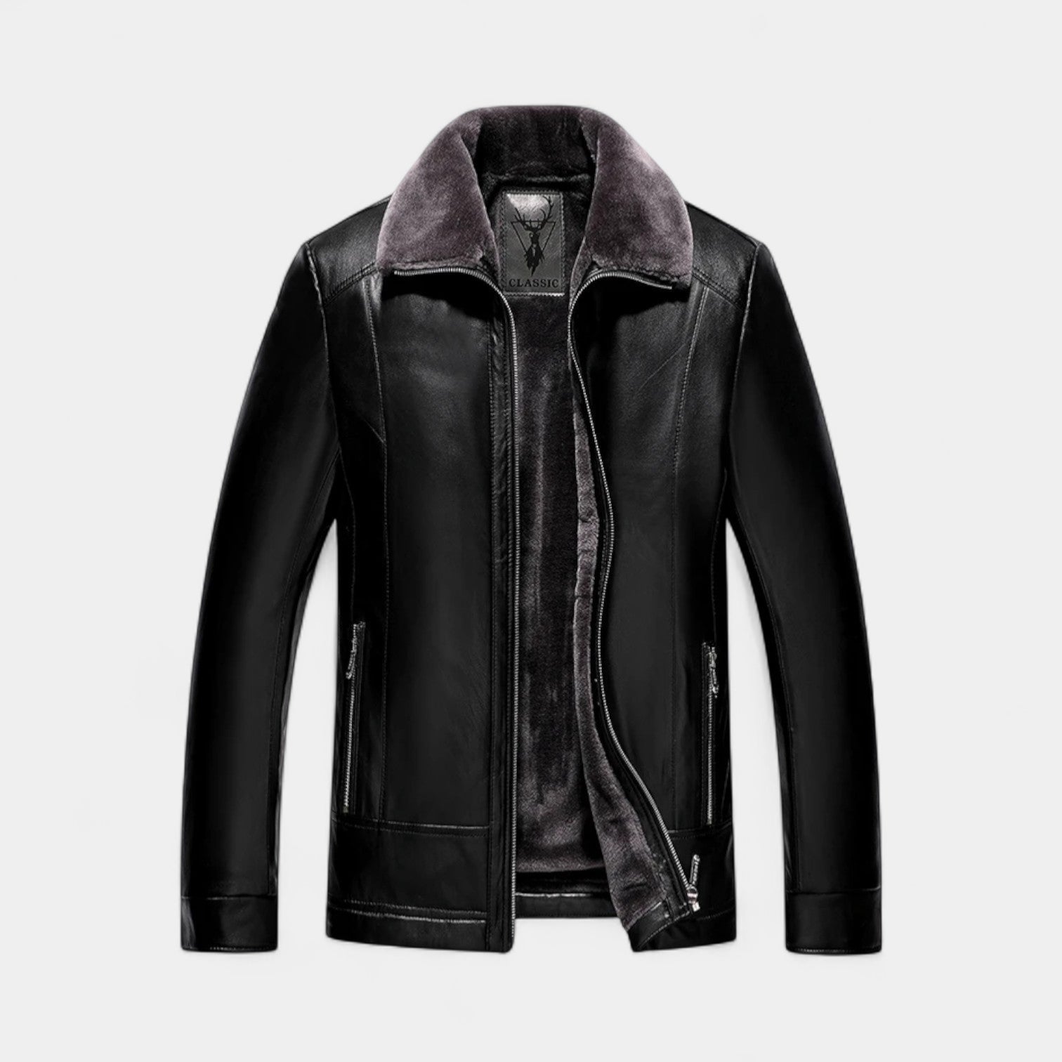 Men’s Biker Jacket with Fur Collar