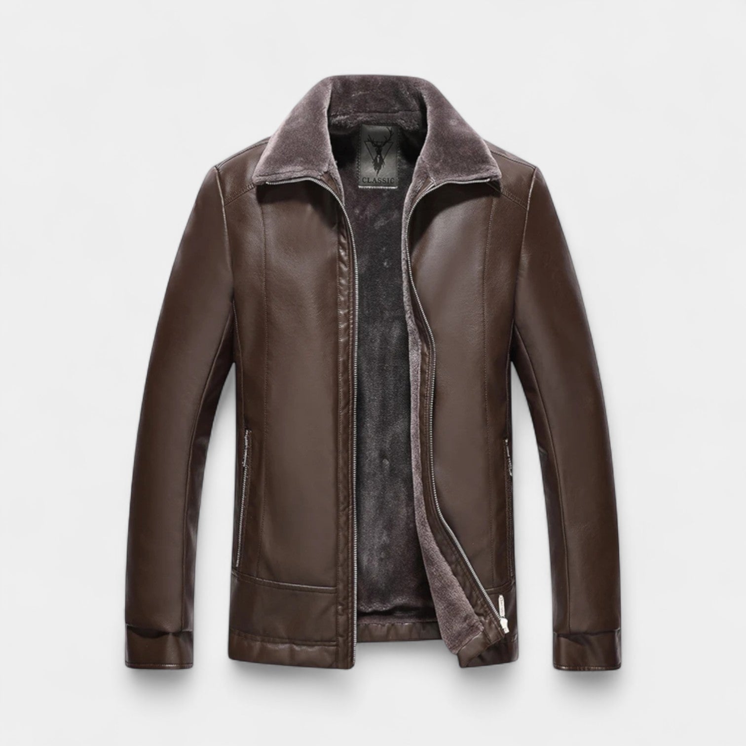 Men’s Biker Jacket with Fur Collar