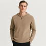 Noir | Men's Classic Cashmere Zip Cardigan - Hooded-Noir-Khaki-XS-Noir