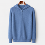 Noir | Men's Classic Cashmere Zip Cardigan - Hooded-Noir-Noir