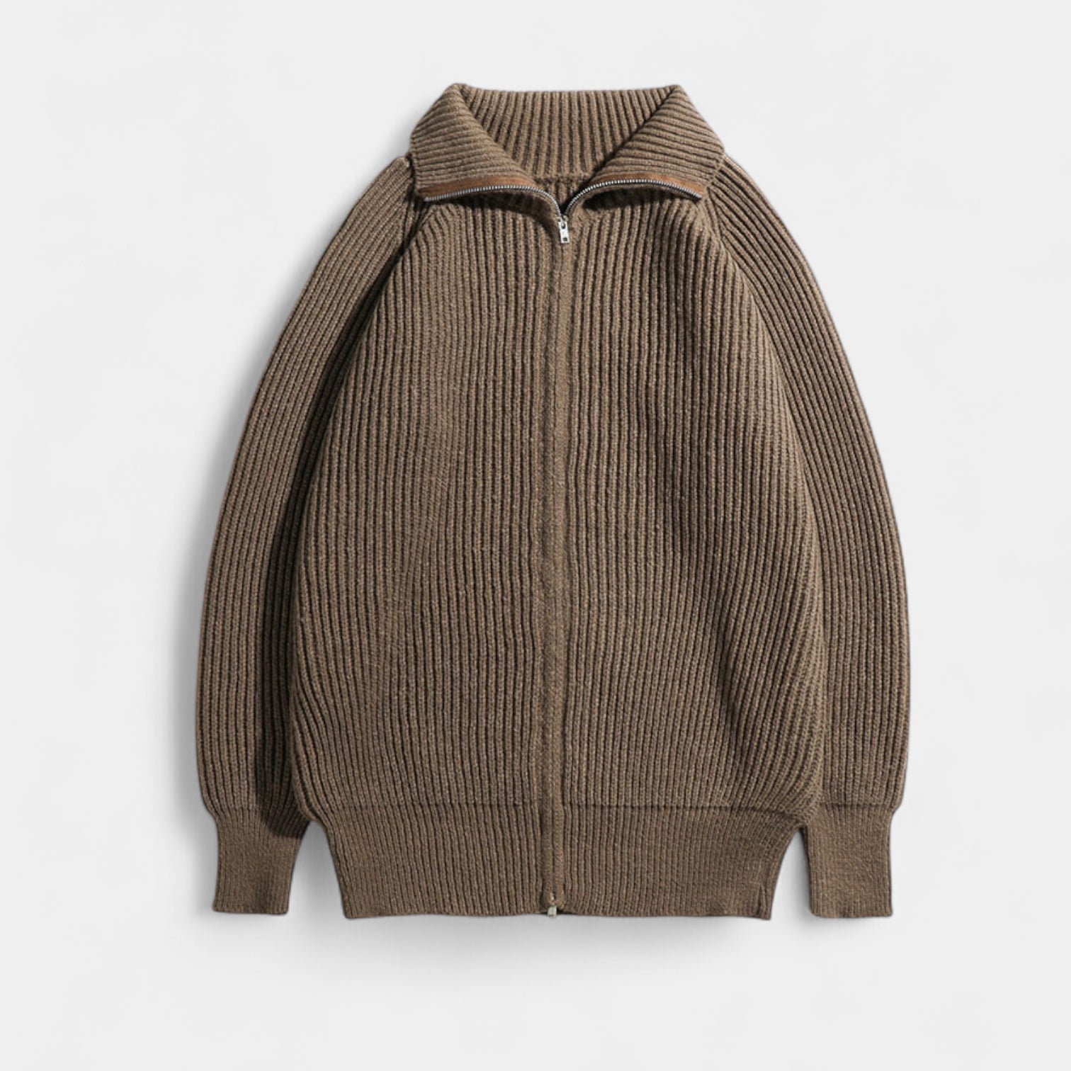 Noir | Men's Full-Zip Knit Jumper - Turtleneck-Noir-Noir