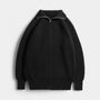 Noir | Men's Full-Zip Knit Jumper - Turtleneck-Noir-Noir