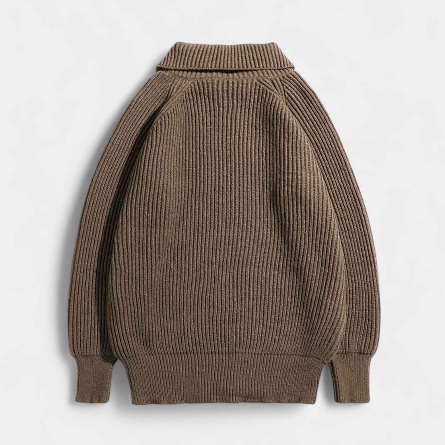 Noir | Men's Full-Zip Knit Jumper - Turtleneck-Noir-Noir