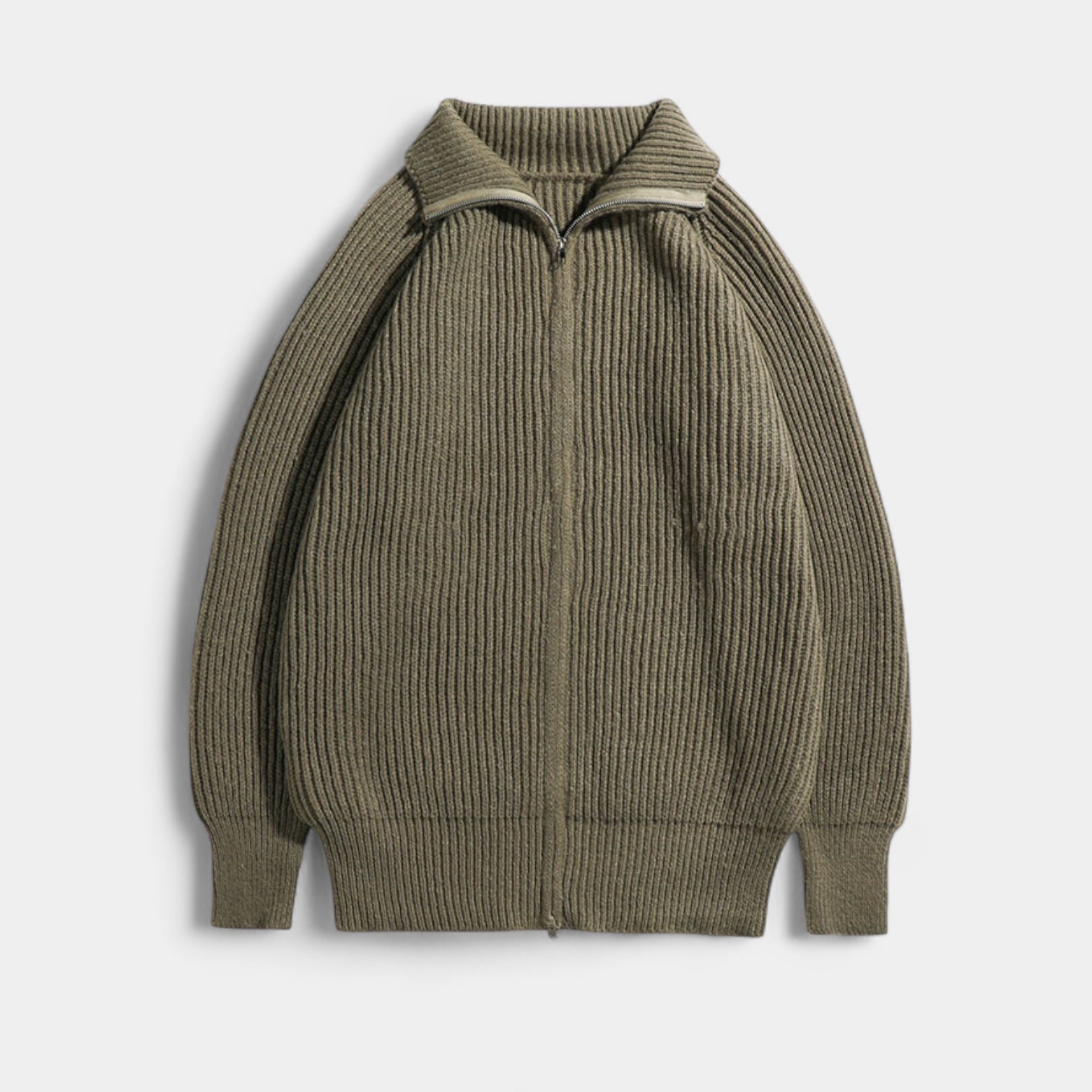 Noir | Men's Full-Zip Knit Jumper - Turtleneck-Noir-Noir