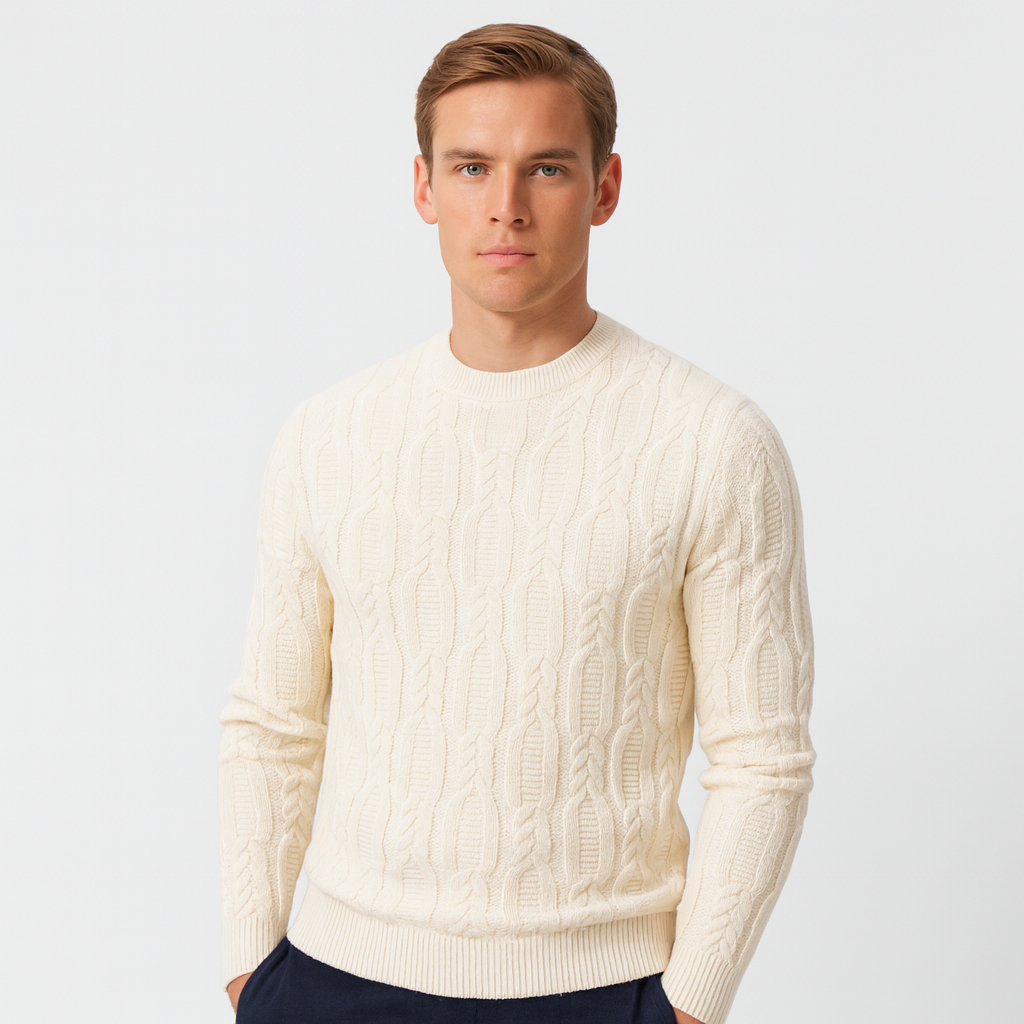 Noir | Men's Patterned Knit Sweater-Noir-White-S-Noir