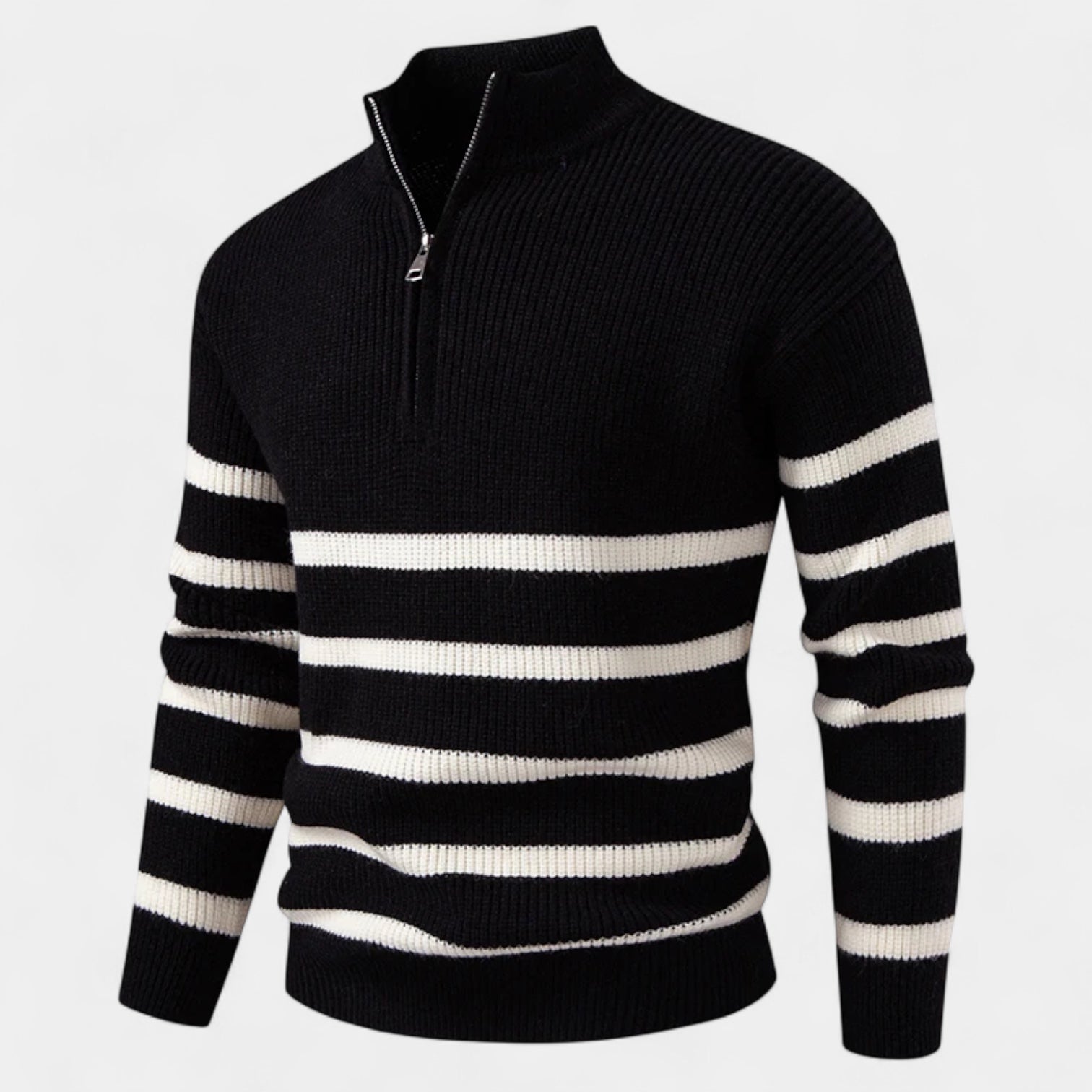 Men’s Quarter Zip Striped Sweater