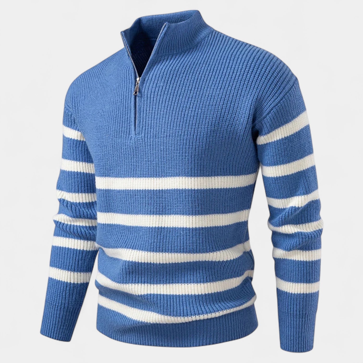Men’s Quarter Zip Striped Sweater