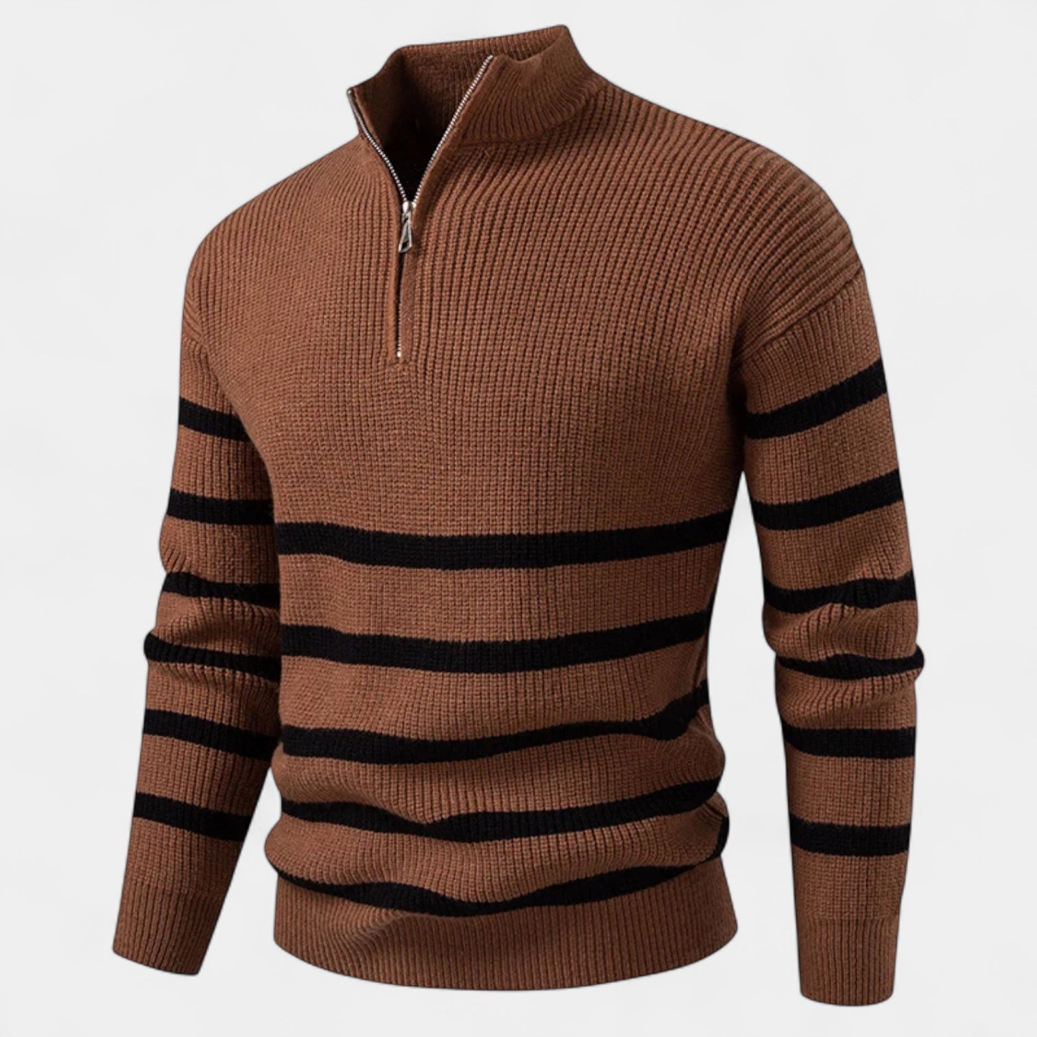 Men’s Quarter Zip Striped Sweater